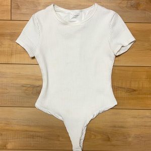 Meshki White Ribbed Bodysuit